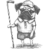 Pug golfer pencil drawing