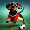 Dachshund playing football