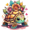 Sweet Turtle among the roses