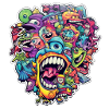 Crazy monster motif