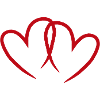 Red, open hearts.