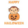 Monkey in pumpkin cute monkey Happy Halloween