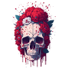 Skull with red flowers