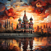 Abstrakte malerier af Kreml i Moskva, Rusland