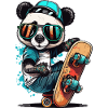 Pandas Skateboarding