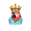 Bunter Monarch-Papagei - Comic-Stil Vogelkrone