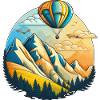 Heissluftballon über den Bergen