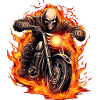 Motorradfahrer im Feuer