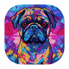 Bunte Mops-Hunderasse Aquarell-Glasmalerei