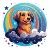 Dog with rainbow sky