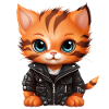 Baby cat in leather jacket