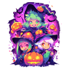 Anime Kawaii Chibi Witches Hallloween Gift