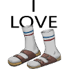 Vintage Red Blue Striped Socks and Sandals