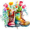 Gartenstiefel mit Blumen, Gartenfreude, Gärtner