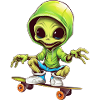 Alien on the space skateboard