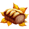 Herbstliches Bananenbrot mit fallendem Laub