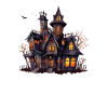 Spukiges Halloween-Design mit Geisterschloss