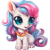 small pony in blue pink