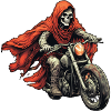 Squelette sur une moto