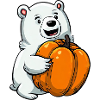 Polar bear with Halloween pumpkin