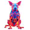 Neon Hund mit Tech-Design