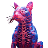 Leuchtende Anatomie Katzenskulptur