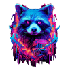 Neon Futuristic Raccoon Illustration
