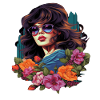 Elegant woman with flowers and sunglasses