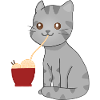 Kawaii Cat eating Ramen