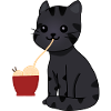 Kawaii Black Cat eating Ramen