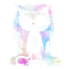 Tie dye colors black cat with big eyes