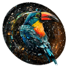 Toucan in Space retro style