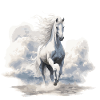 weißes Pferd in voller Pracht