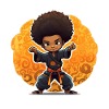 Kampfkunst-Kind mit Afro-Style