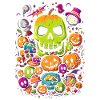 Spooky Halloween Design Skull Pumpkins