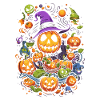 Gruselig-lustiges Halloween Popart-Design: Kürbis