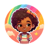 Pretty kid face with rainbow background