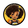Vivid Afro-style cartoon illustration