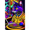 Katze isst poster