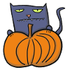 halloween cat with pumpkin