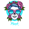 Punk skull and roses