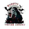 Vampire drink coffee, Dracula, Halloween