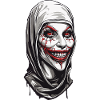 Creepy nun horror and disgust on Halloween