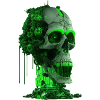 Green cyber Skull