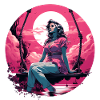 Pinup Girl Swing Sunset