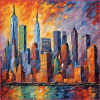 New York Skyline Néo-impressionnisme