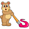 Bear Painter Brush Painting