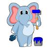 Elephant Painter Paint Roller Painting