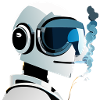 robot is smoking cigarette