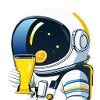 astronaut drinks lemon tea